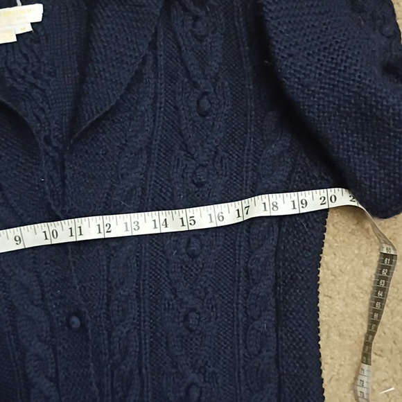 Vintage Brooks Brothers Blue Shawl Cable Knit Wool Cardigan Sweater SZ Med - Picture 5 of 7